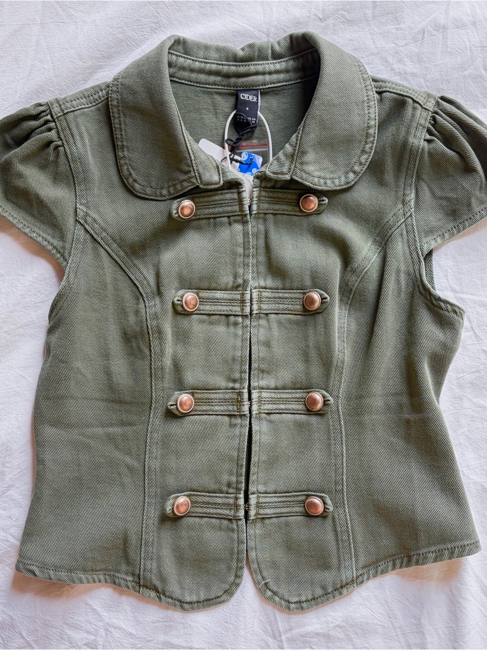 Cider Green Military-Style Short Sleeve Jacket Small NWT